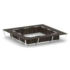 Steel Meet Стол переговорный квадратный KMK-PR.B.SP-24K Дуб Мали/Графит Глянец/Металл Белый 4800*480