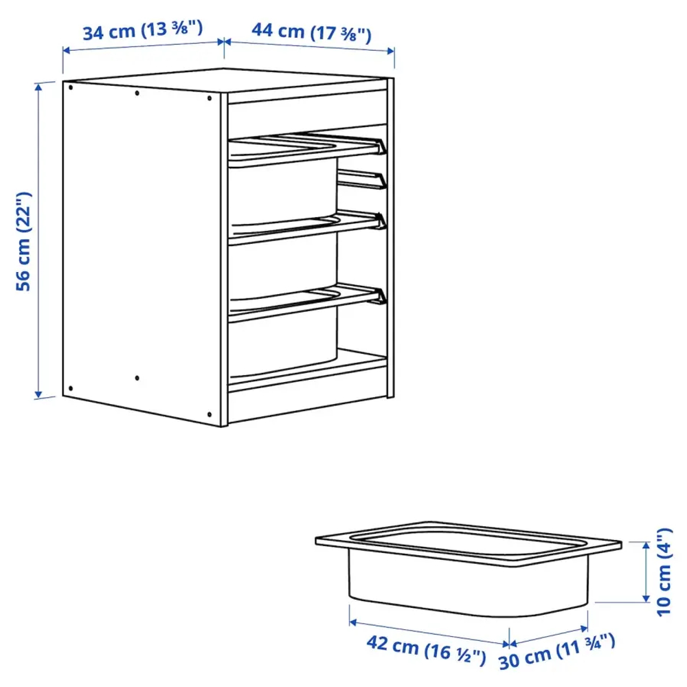 Стеллаж - IKEA TROFAST, 34х44х55 см, белый/серо-зеленый, ТРУФАСТ ИКЕА