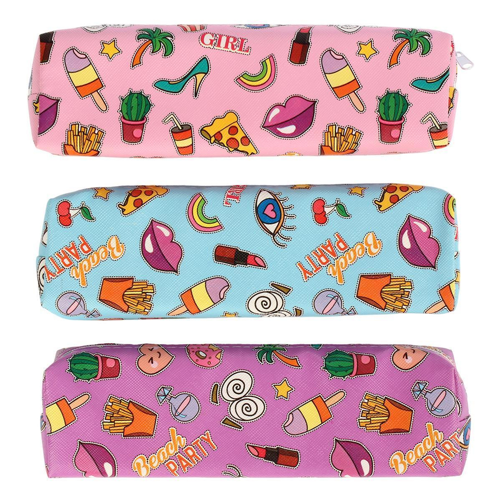 Пенал-косметичка "Школьный микс", 19*3,5*5см, 5 видов микс