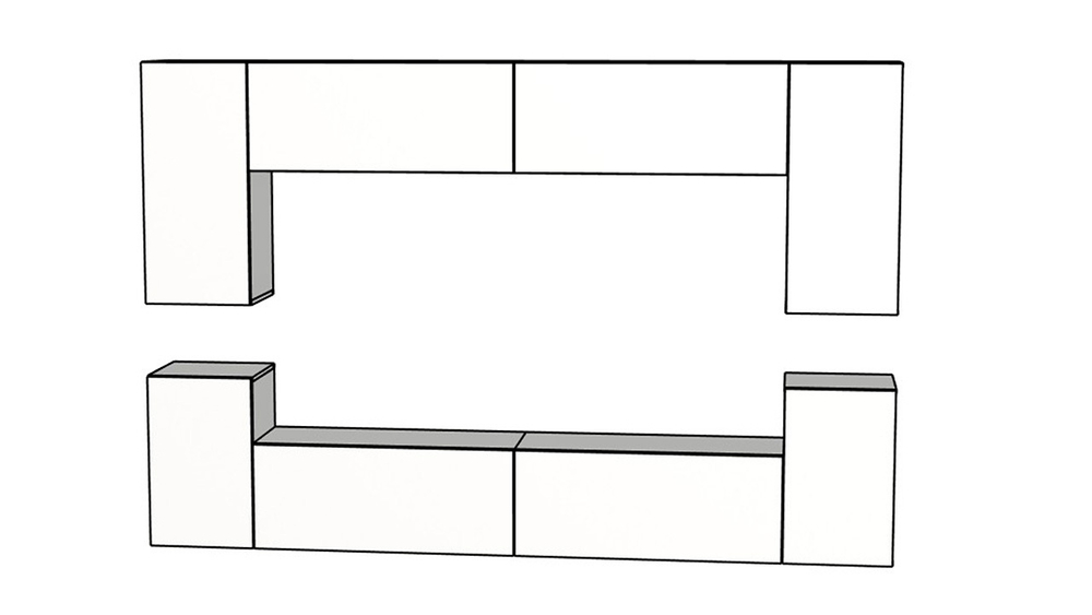 Гостиная 9 МДФ Белый DM635-6 / Белый Фасадный 0101 256*35*168 см, Белый, Белый Фасадный   Фиеста