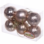 Новогодние шары 4 см (набор 6 шт) «Микс фактур», шампань