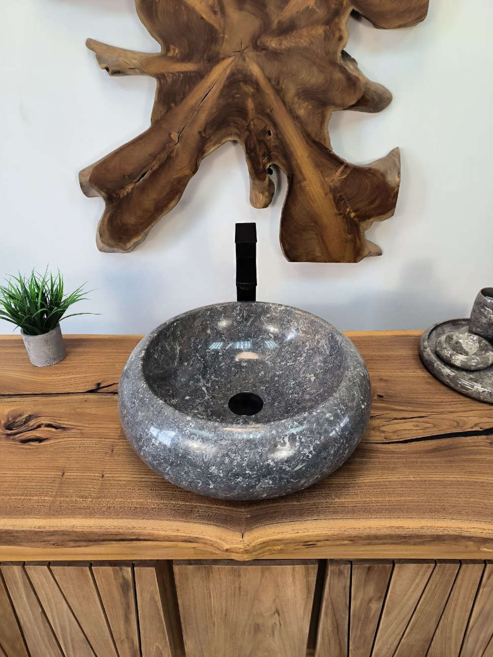 Раковина из мрамора Donut Grey DM-65868 45х45х15 из натурального камня