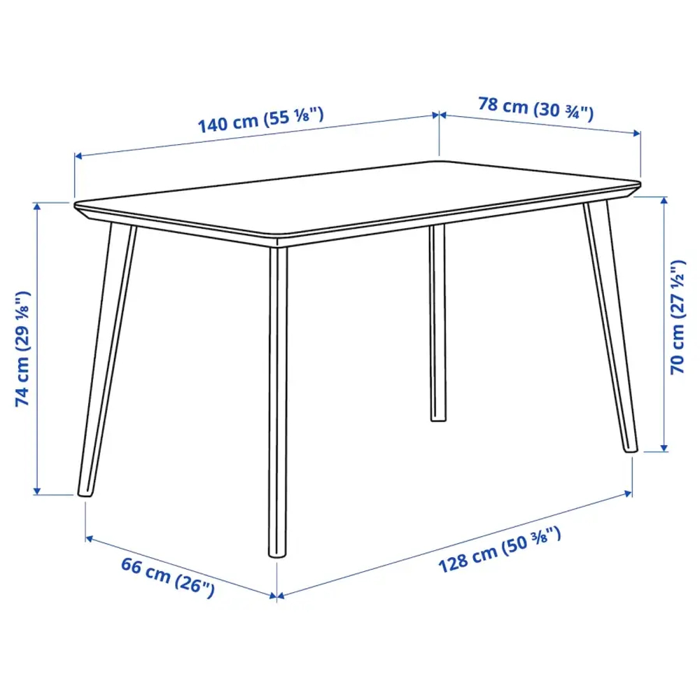 Стол и 4 стула - LISABO / KARLPETTER IKEA/ ЛИСАБО/КАРЛПЕТТЕР ИКЕА, 140х78 см, черный