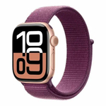 Apple Watch 10 42mm Rose Gold Aluminum Case with Sport Loop, Plum