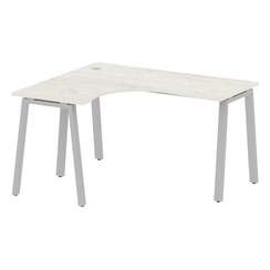 Metal System Стол криволинейный левый на А-образном м/к БА.СА-3 (L) Дуб Наварра/Металл Серый 1400*12