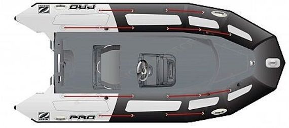 Лодка надувная ZODIAC PRO 550 TOURING ПВХ ( черно-серые баллоны, серый корпус )