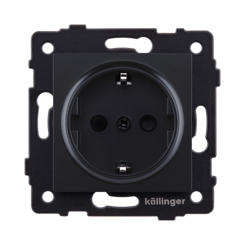 Розетка штепсельная SCHUKO 16A/250 В, черный матовый Kollinger REA-002BM для Aspekt, Eleganz, Reflex
