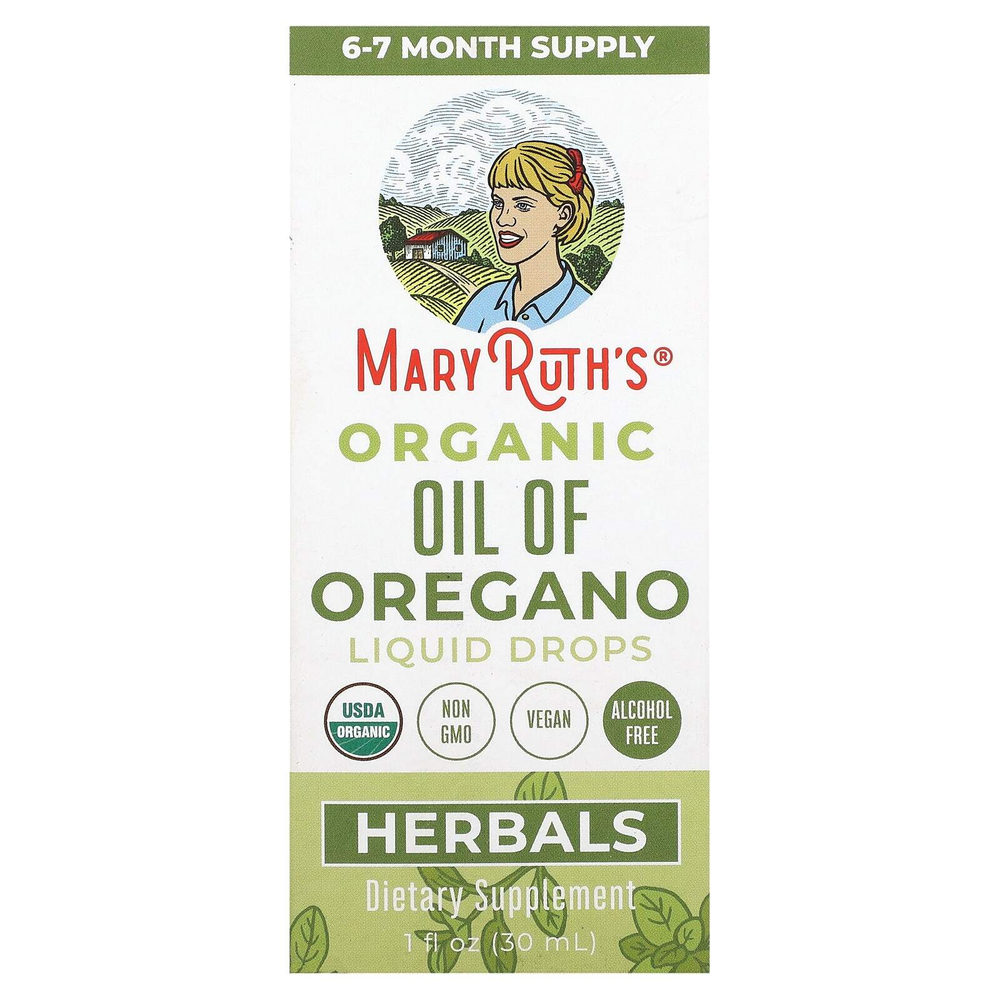 MaryRuth's, органическое масло или орегано, капли, 30 мл (1 жидк. унция)