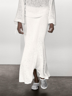 Massimo Dutti Юбка миди из хлопковой смеси, белый