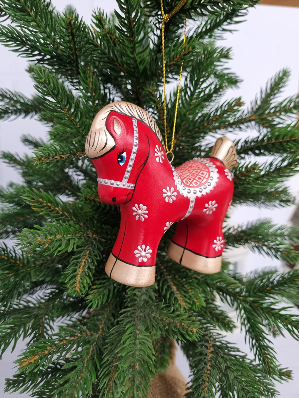 Конь-Огонь ёлочная игрушка из фарфора
