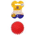 Игрушка - мячик для собак средних и мелких пород «ЗУБОЧИСТКА», цвет красный, d-7см (лейбл)