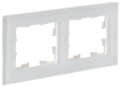 BRITE Рамка 2-местная РУ-2-2-Бр стекло белый матовый IEK