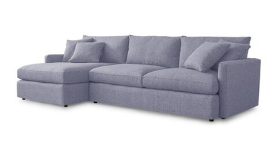 Диван с оттоманкой Стелф ЭКО Strong Plus 04 215*153*90 см, Фиолетовый Рогожка Еврокнижка Фиеста