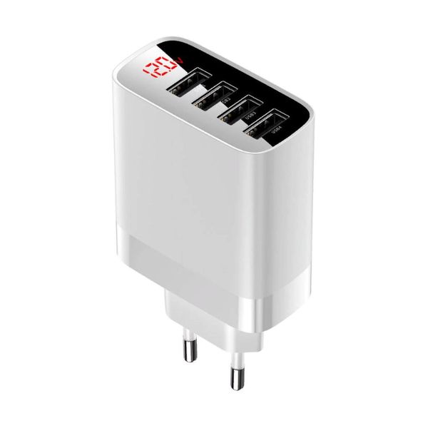 Адаптер питания Baseus Mirror Lake 30W Digital Display 4 USB EU (4USB: 5V 2.4A Max) CCJMHB-B02 Белый