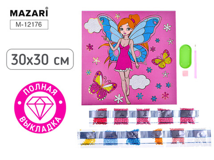 Мозаика алмазная по номерам 30*30см "Фея" (полная выкладка)