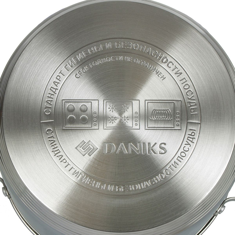 Кастрюля нерж, 1.9 л, с крыш, крышка стекло, Daniks, Токио, SD-A87-16, индукц