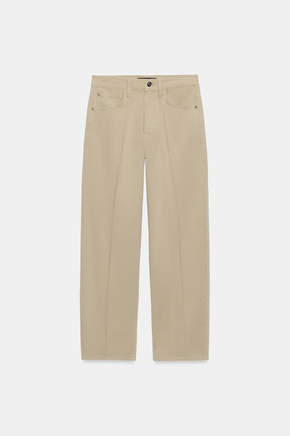 ZARA БРЮКИ BARREL СО СТРЕЛКАМИ, СВЕТЛЫЙ ЖЕЛТО-КОРИЧНЕВЫЙ