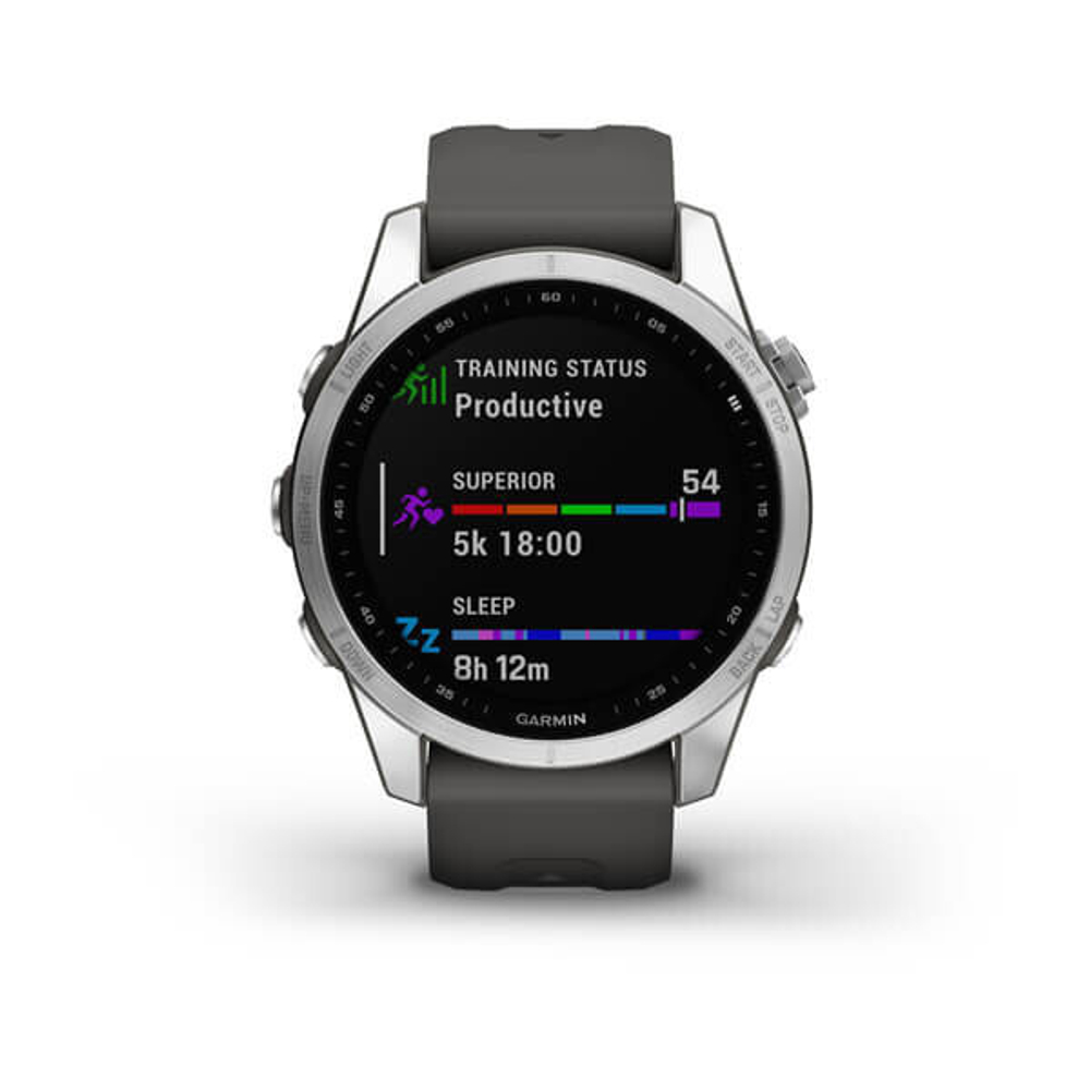 Garmin Fenix 7 серебристый с графитовым силиконовым ремешком 47 мм (010-02540-01)