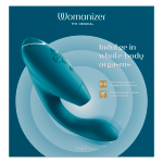 Бирюзовый вибратор 20,3см с вакуумным стимулятором Womanizer Duo 2 Petrol WZ142SG8