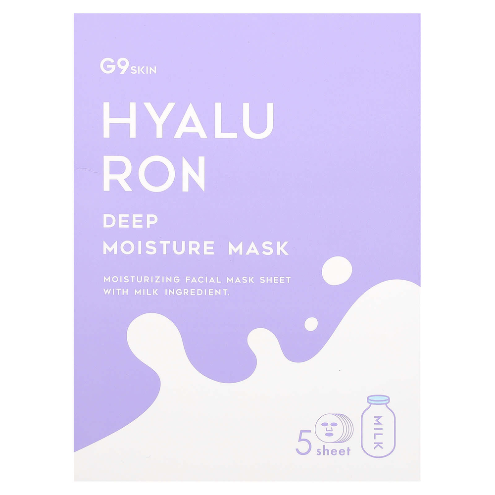G9skin, Hyaluron, маска для глубокого увлажнения, молочко, 5 шт., 22 мл (0,74 жидк. унции)