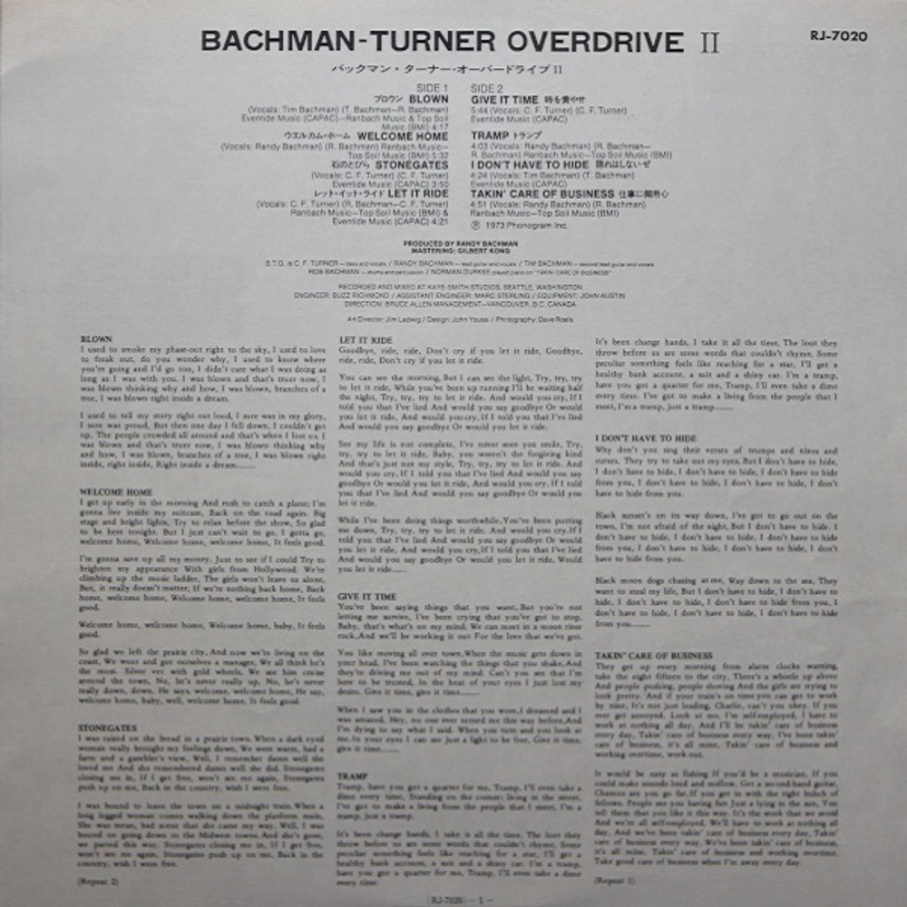 Bachman-Turner Overdrive / Bachman-Turner Overdrive II (LP)