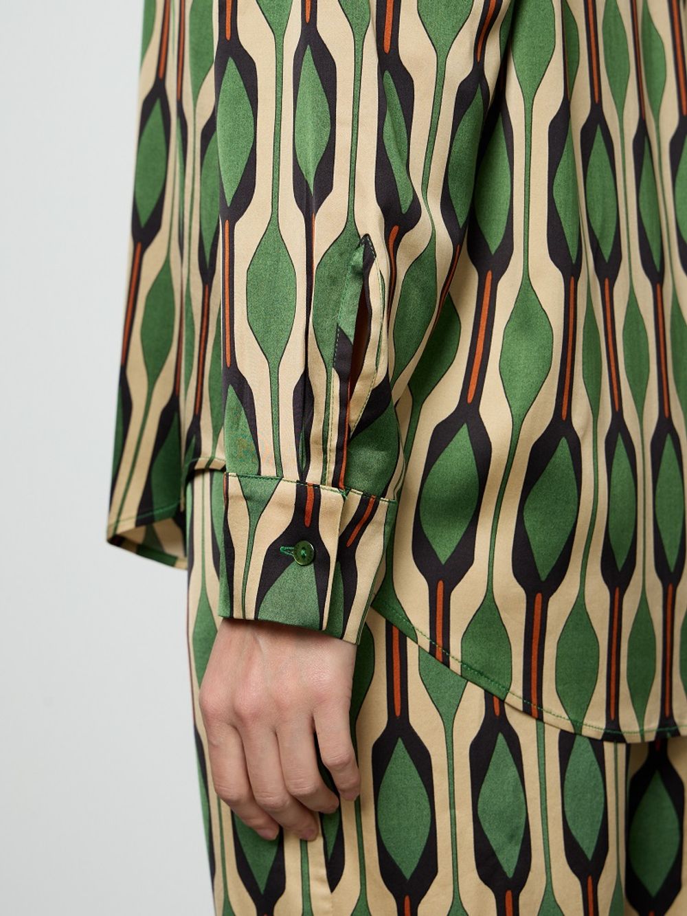 Рубашка Хельсинки зеленый принт вискоза