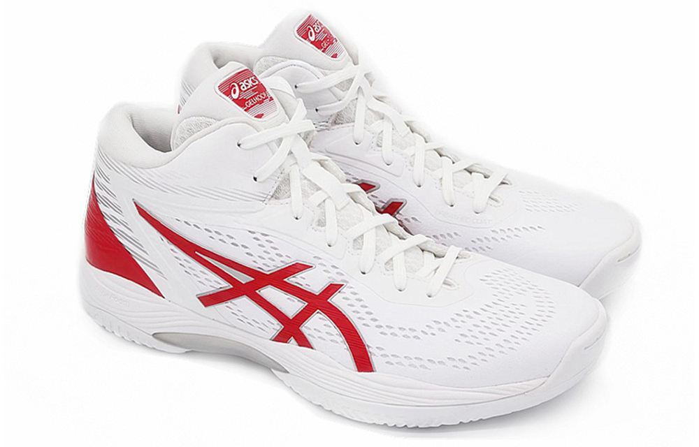 Asics Gel-Hoop V14 round head comfortable shock absorption, non-slip wear-resistant low-cut actual combat basketball shoes men's white and red