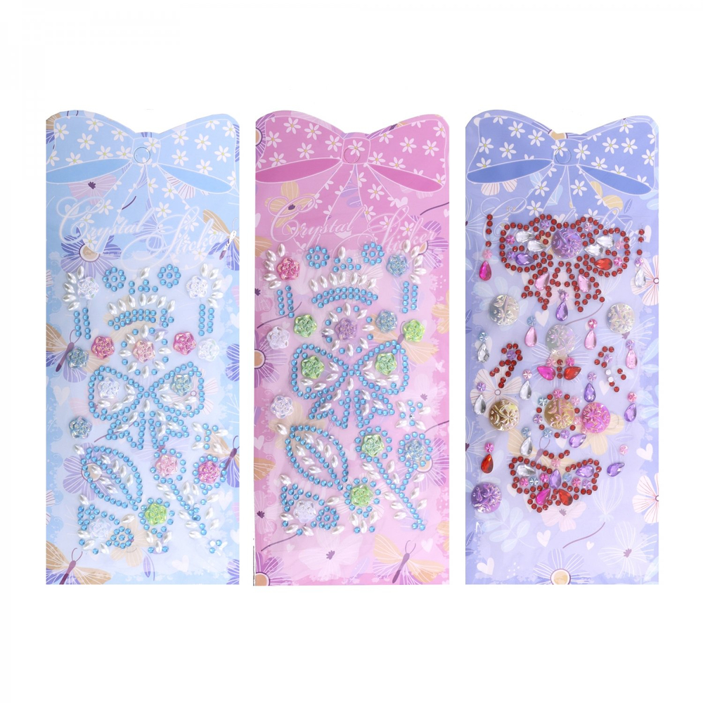 Наклейки-стразы Alingar, акриловые, "Принцесса" (бант,корона), пакет с европодвесом