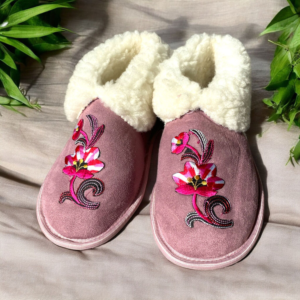 Чуни домашние меховые женские. Серый