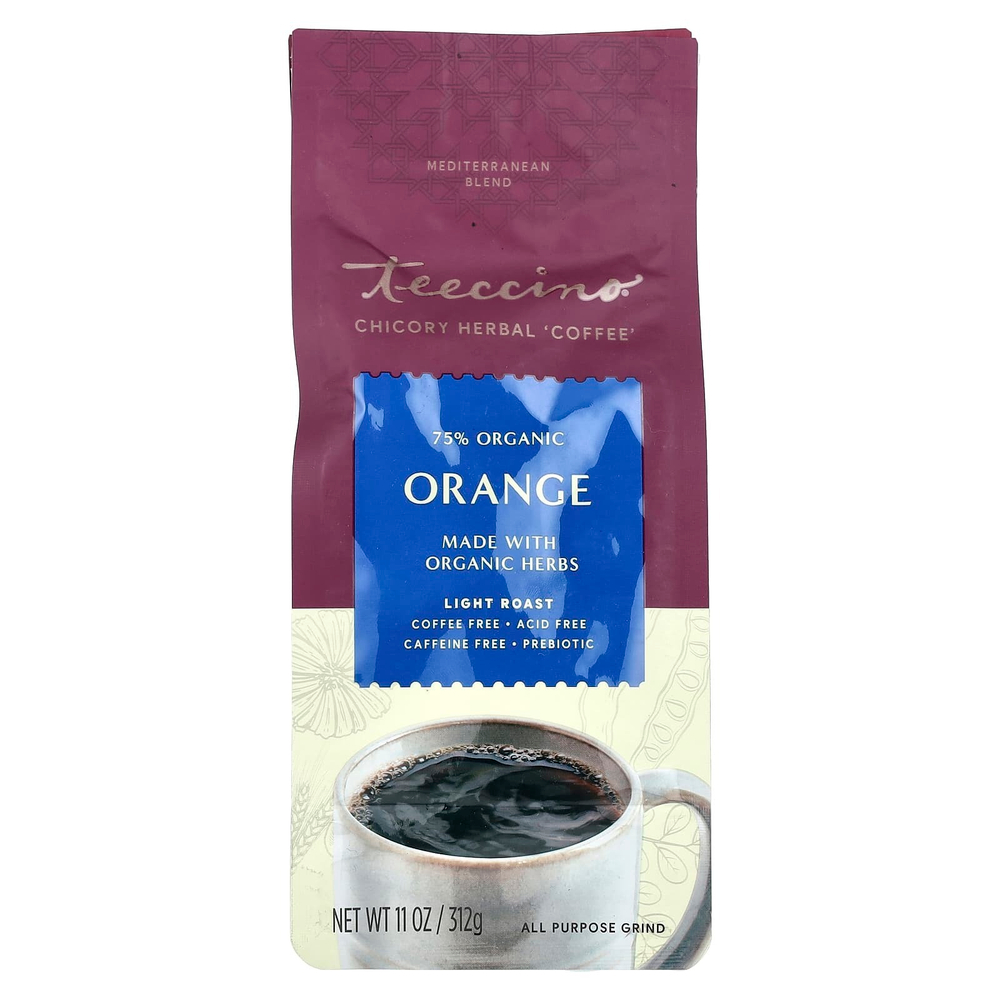 Teeccino, травяной кофе из цикория, апельсин, легкая обжарка, без кофеина, 312 г (11 унций)