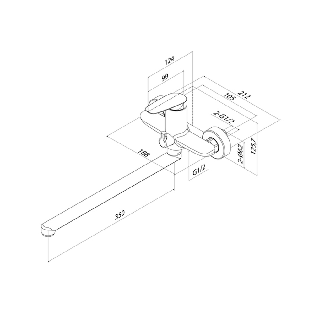 Смеситель для ванны и раковины 35к IDDIS ZDXSBL2i10WA "Zodiac X" без  душ аксессуаров ХРОМ