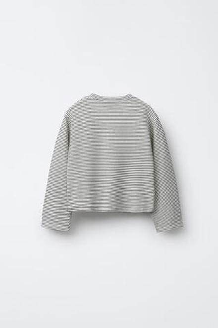 ZARA Х BENSIMON ® ФУТБОЛКА С КРУГЛЫМ ВЫРЕЗОМ И ДЛИННЫМИ РУКАВАМИ, ЭКРЮ