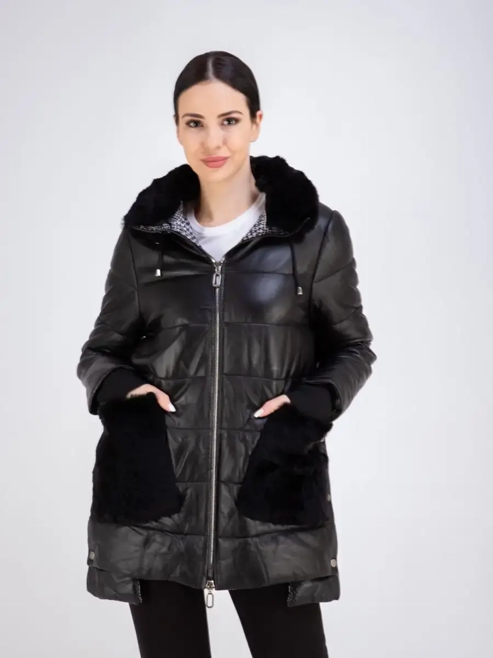 Пальто кожаное из натуральной кожи