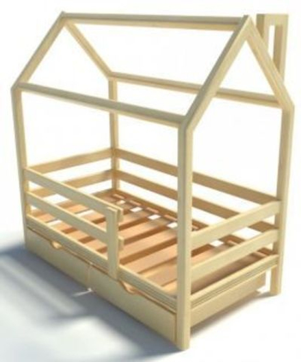 Кровать подростковая домик "Классика" 180*90 см без покраски 2 борта, (Pirogova wood)