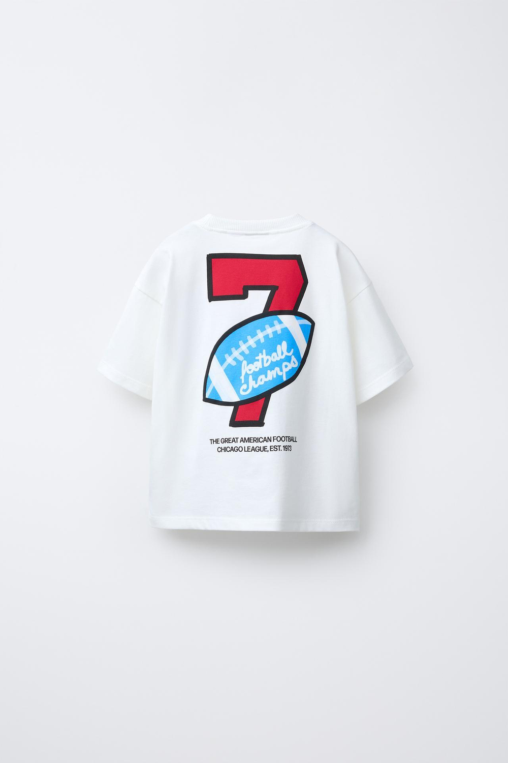 ZARA ФУТБОЛКА С ПРИНТОМ «ФУТБОЛ», БЕЛЫЙ