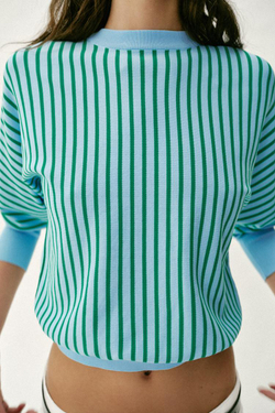 ZARA ТРИКОТАЖНАЯ ТОЛСТОВКА В ПОЛОСКУ, РАЗНОЦВЕТНЫЙ