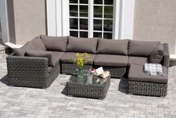 "Лунго" трансформирующаяся лаунж-зона из искусственного ротанга, цвет графит