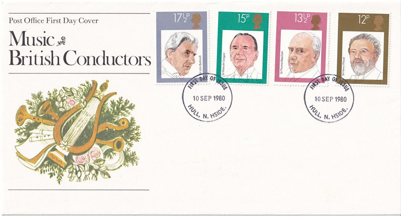 Конверт Первого дня Великобритании от 10 сентября 1980 года с четырьмя марками и спецгашенем