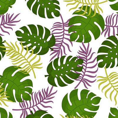 Пальмовые листья с фиолетовым и золотым декором.