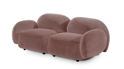 Диван Мальдивы двухсекционный Andria Delta 33 172*82*73 см, Розовый Велюр Антивандал Нераскладной Фиеста