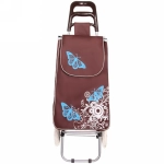 Тележка хозяйственная с сумкой (95*33*30см, колеса 16см, до 30 кг.) бабочки коричневая