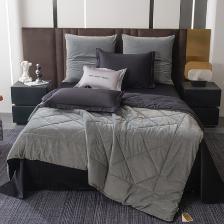 КПБ на резинке Сатин Velvet Premium с Одеялом VPR004, Евро, 4 наволочки, простынь 160*200*25