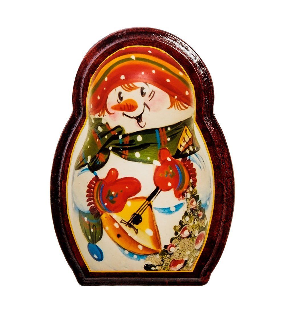 Народные промыслы ШК-11/61-C Шкатулка в технике декупаж «Матрешка-снеговик» (14х10х5)