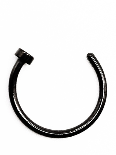 Кольцо с фиксатором для пирсинга носа. Медицинская сталь, титановое анодирование (черное). 1 шт