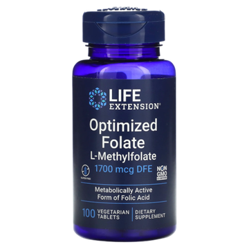 Life Extension Optimized Folate 1700 mcg DFE 100 tablets , Метил Фолат