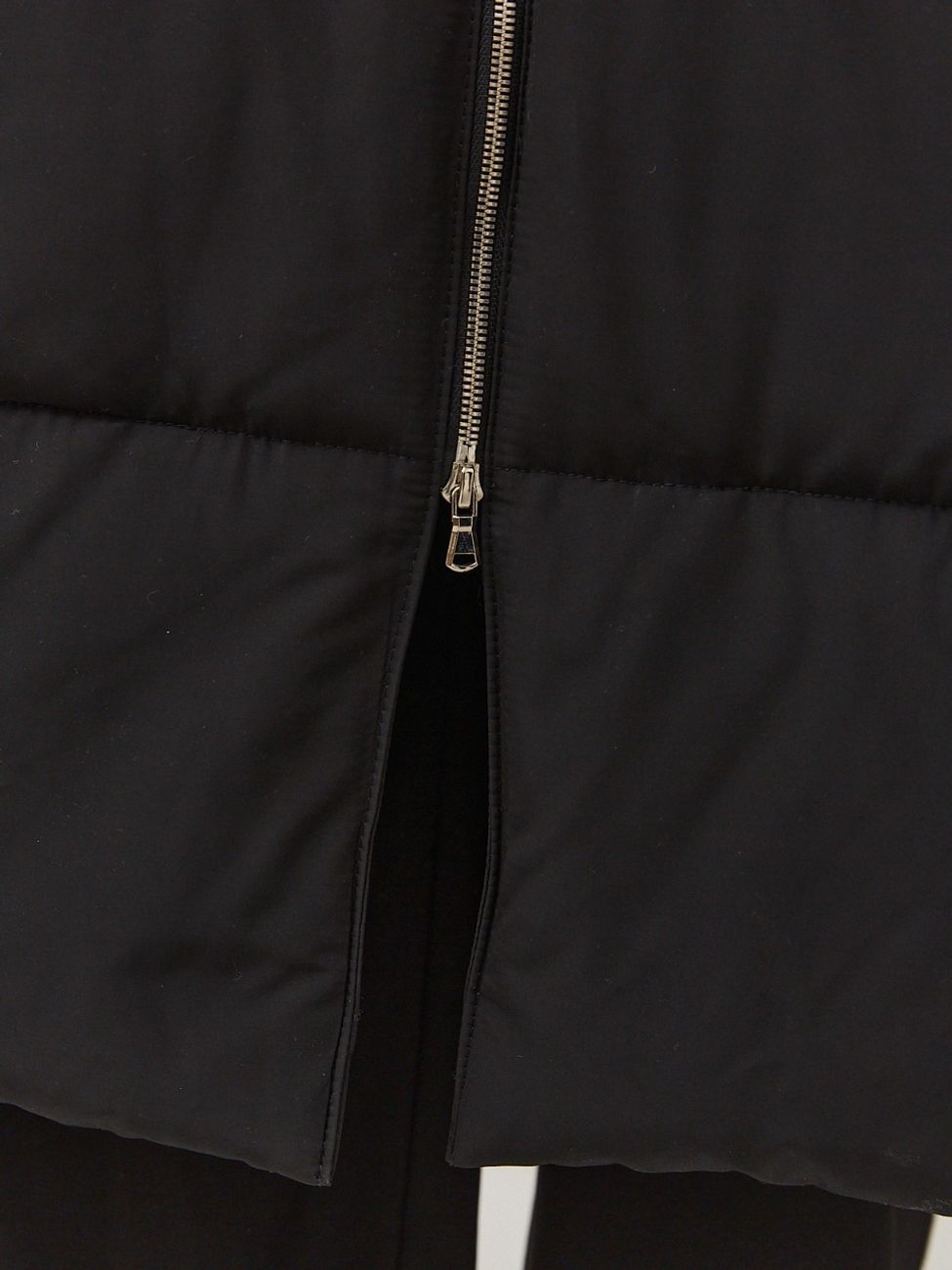 Пуховик длинный, с рукавом реглан, черный