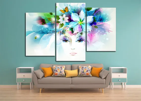 Модульная картина "Девушка бабочка"