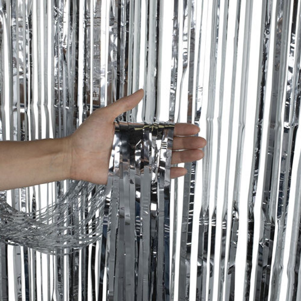 Дождик-занавес для праздника и фотозоны, длина 2 м, ширина 1 м, серебристый, ЗОЛОТАЯ СКАЗКА, 592049