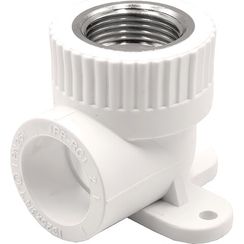 Угольник THERMOLIGHT комбинированный PP-R ВР с креплением 25х3/4 белый (10/80)