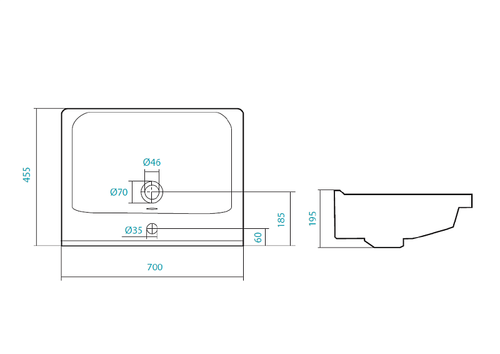 Раковина Santek "Миранда-70", белая (1.WH30.2.250)